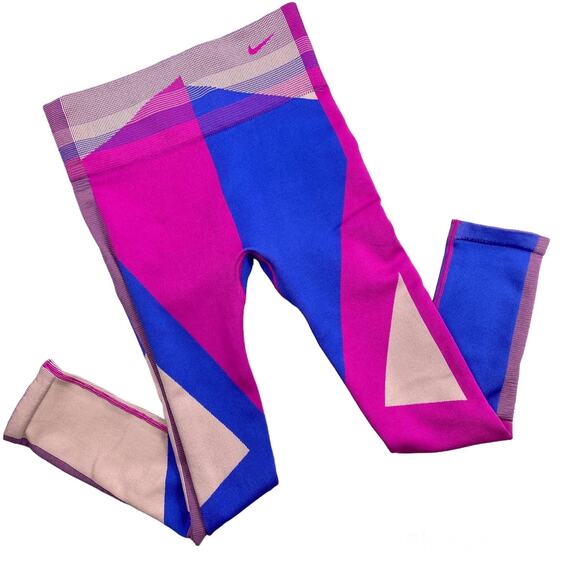 NIKE Sculpt Icon Clash Leggings 7/8 Seamless Training Colorblock Womens Medium - Picture 2 of 9